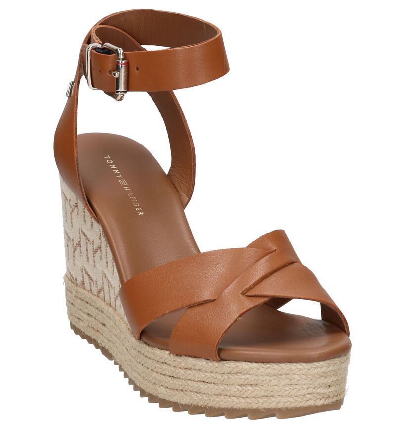 Tommy Hilfiger Raffia Sandales en Cognac en cuir (268547)