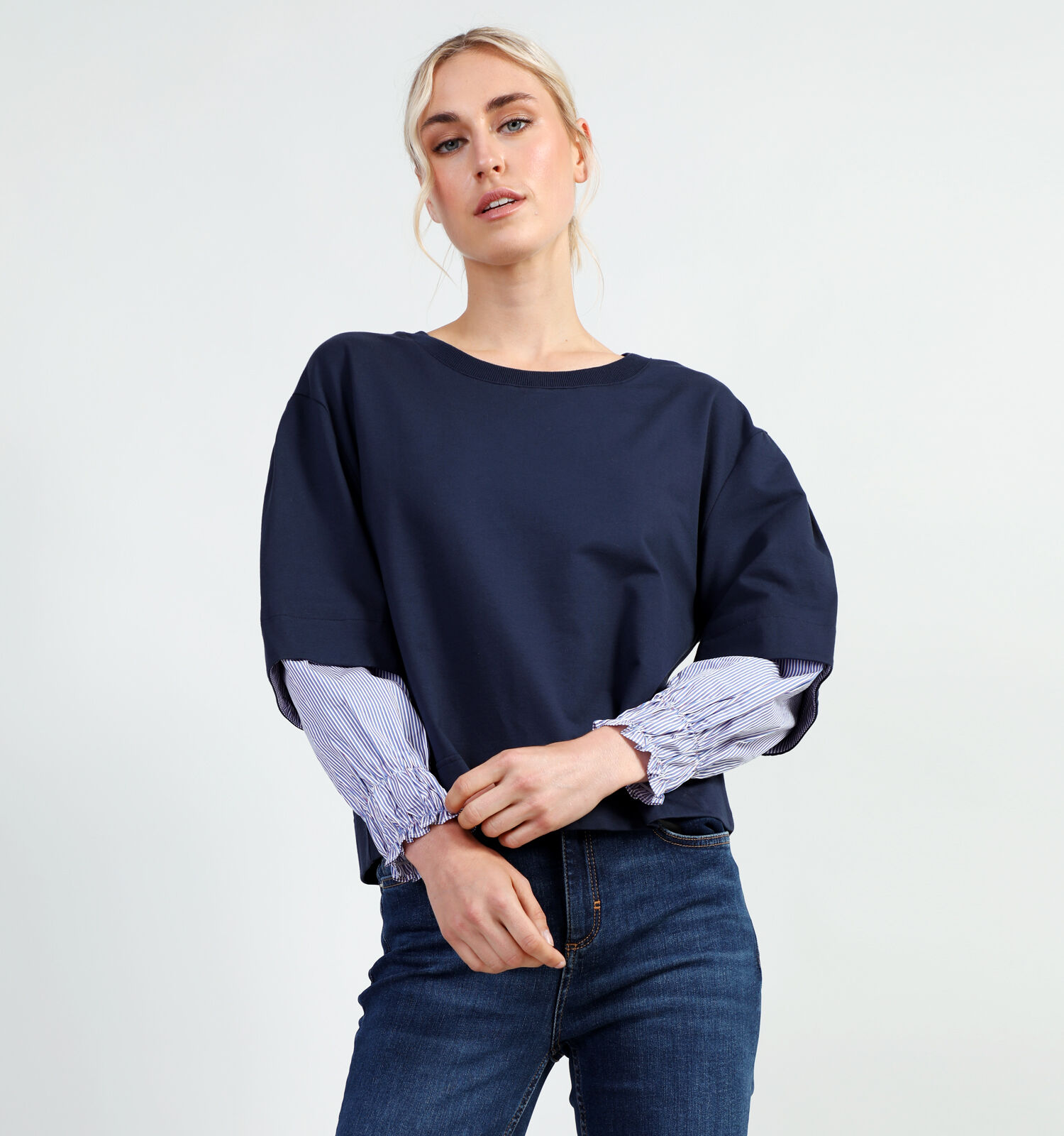 Orfeo Nancy Blauwe Sweater Dames Truien Online op TORFS.BE
