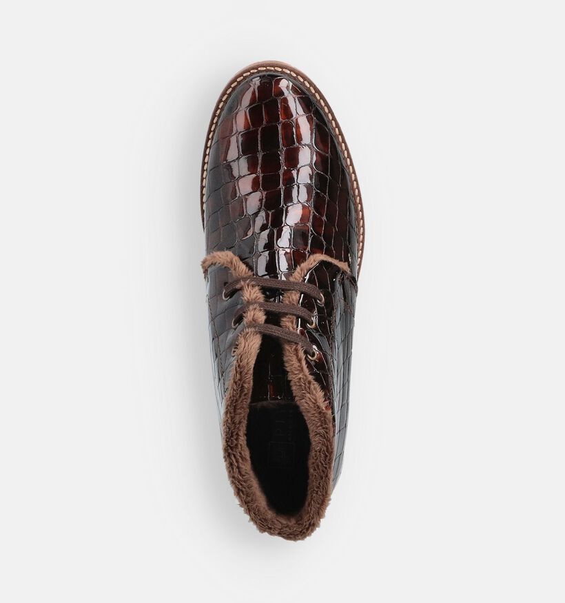 Pitillos Donkerbruine Veterboots Croco voor dames (365518) - geschikt voor steunzolen