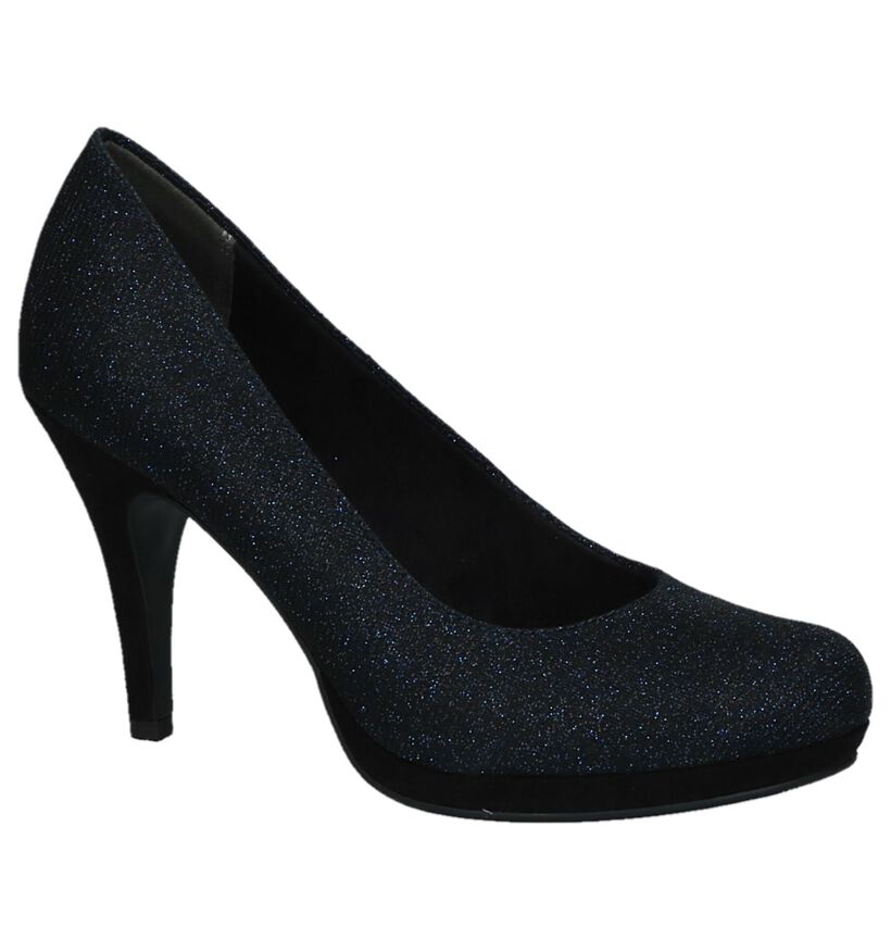 Donkerblauwe Tamaris Glitter Pumps in stof (222157)