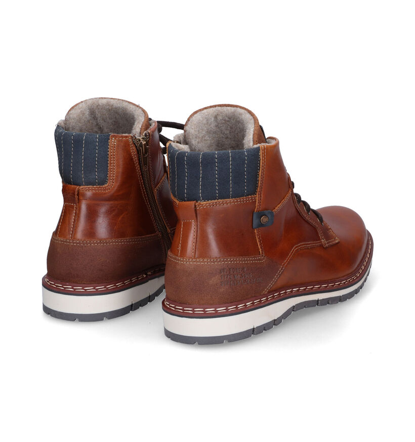 Bullboxer Boots à lacets en Cognac pour hommes (313082) - pour semelles orthopédiques