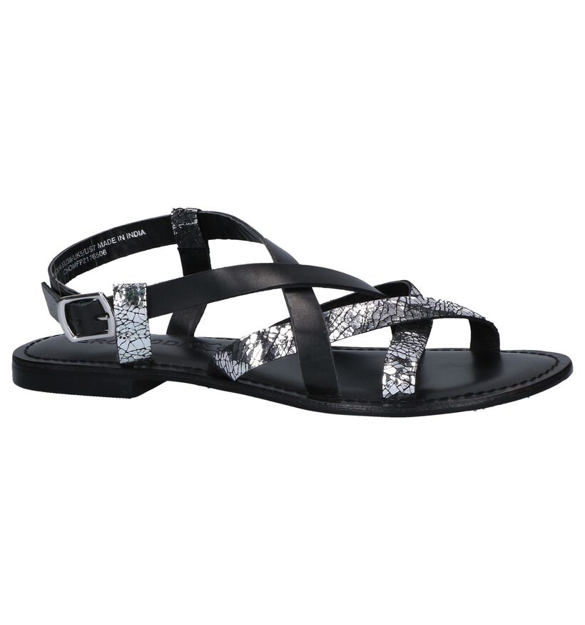 Zwarte/Zilveren Sandalen Vero Moda Mary in leer (241113)