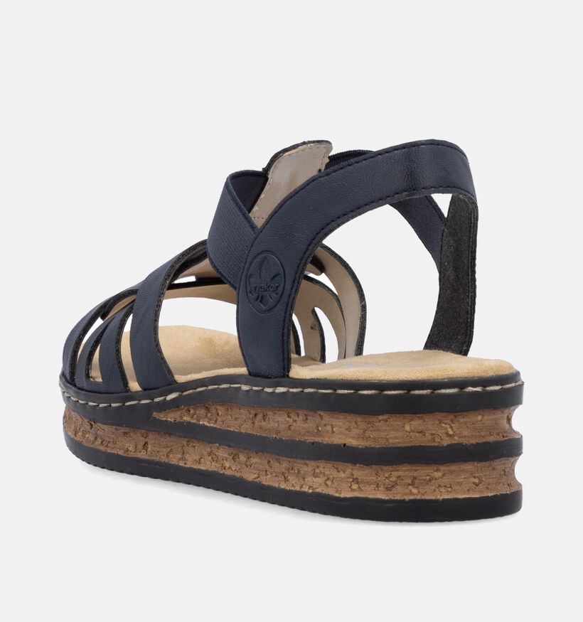 Rieker Blauwe Sandalen met sleehak voor dames (354949)