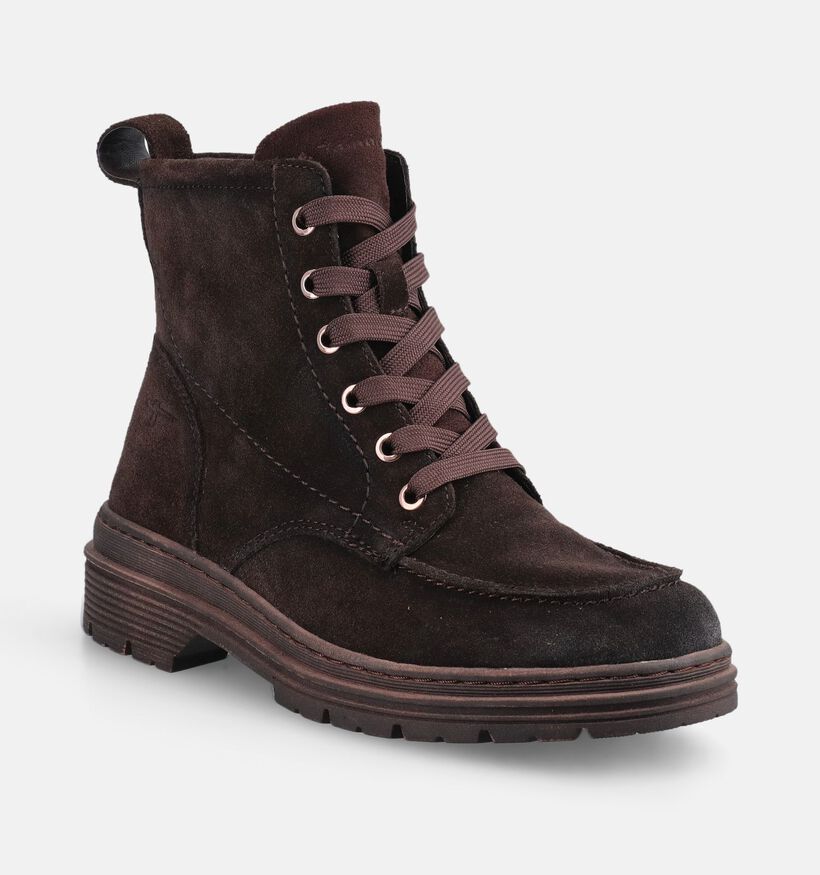 Tamaris Donkerbruine Boots met Veter en Rits voor dames (378929) - geschikt voor steunzolen