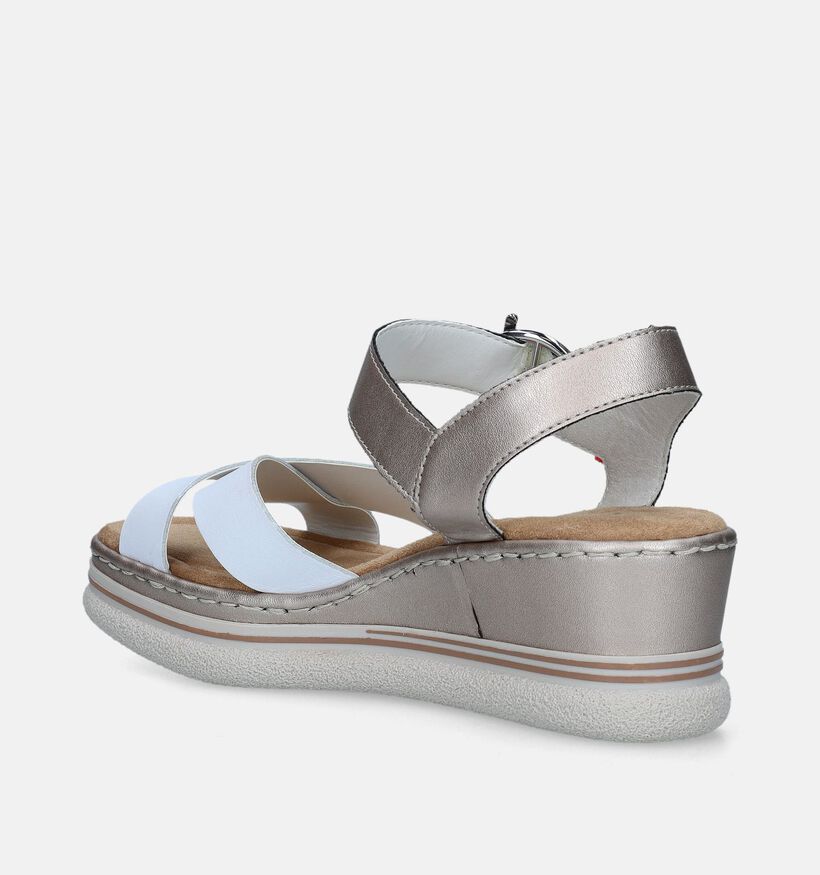 Rieker Witte Sandalen met sleehak voor dames (339090)