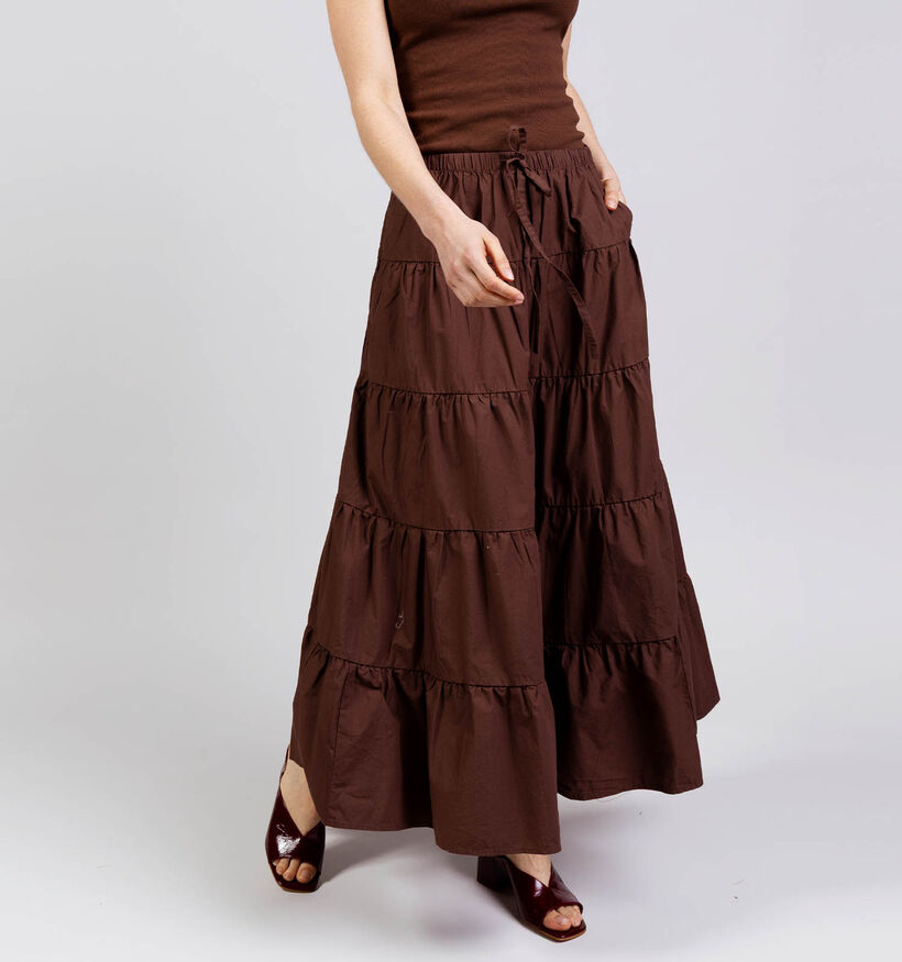 Minus Freya Maxi Donkerbruine Lange Rok voor dames (374240)