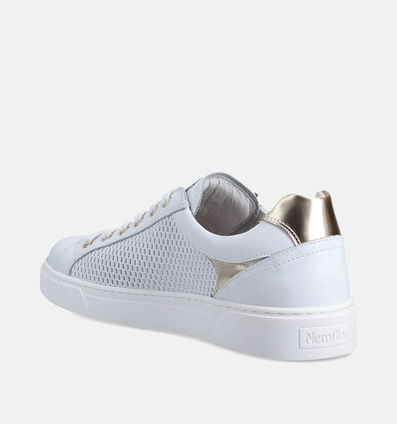 NeroGiardini Witte Geklede Sneakers met Rits voor dames (369087) - geschikt voor steunzolen