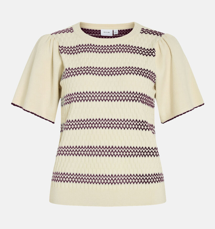Vila Riam Ecru Pull met Korte Mouwen voor dames (364074)