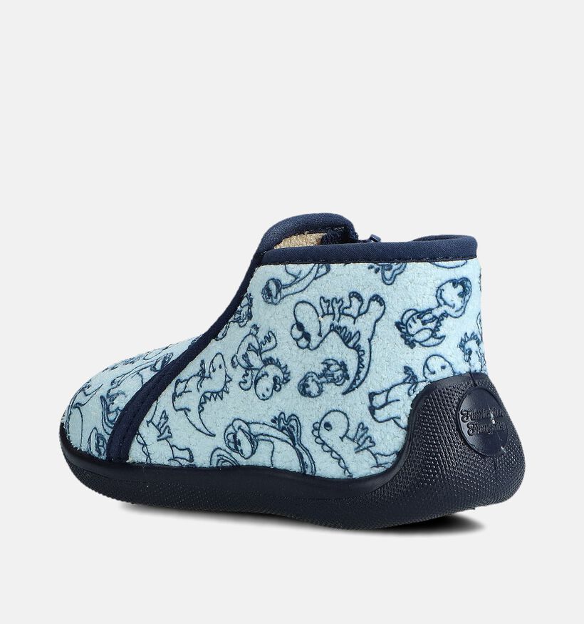 Milo & Mila Dino Pantoufles en Bleu pour gar&ccedil;ons (374934) - pour semelles orthop&eacute;diques
