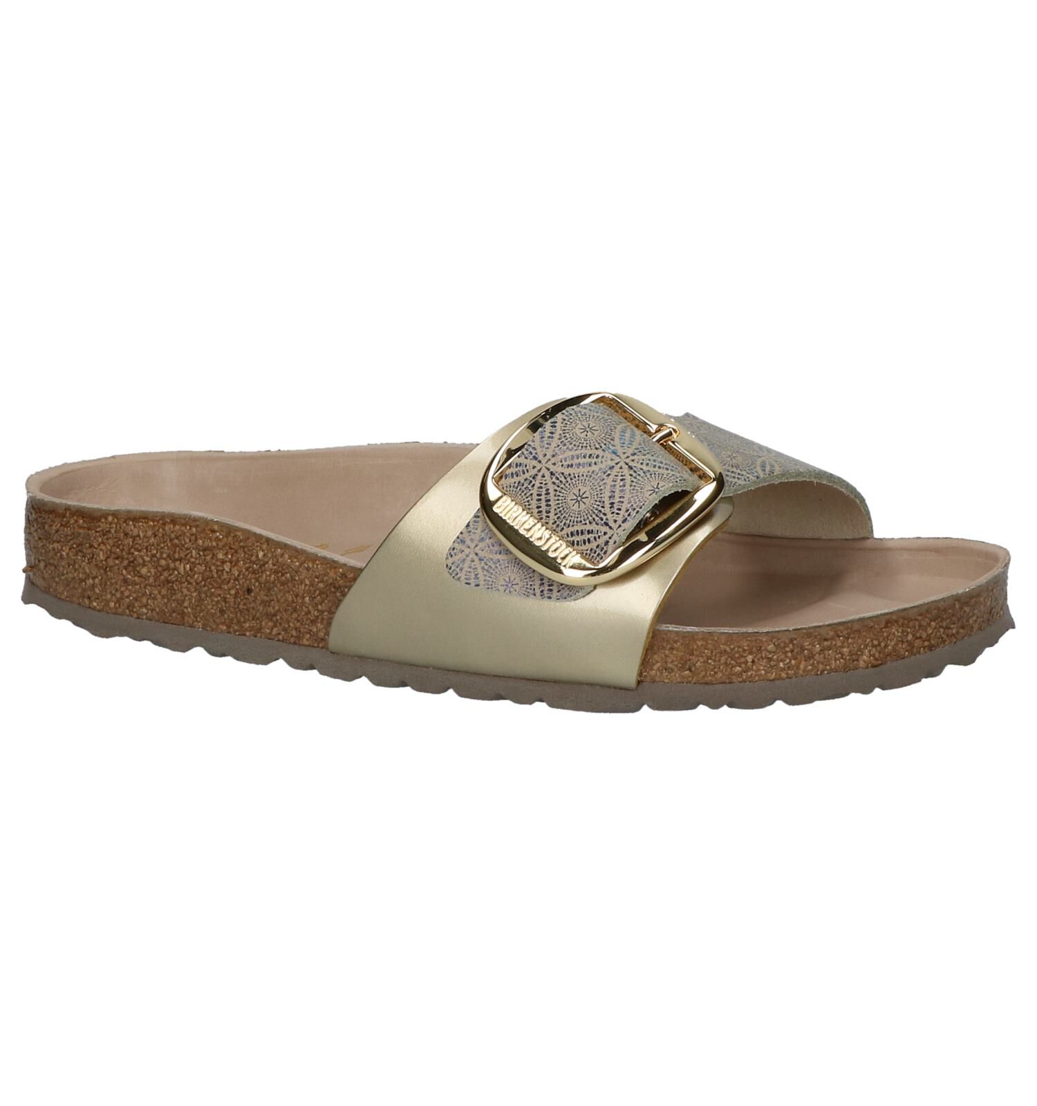 Gouden Slippers met Tekening Birkenstock Madrid Big Buckle | Dames Slippers  | Online op TORFS.BE