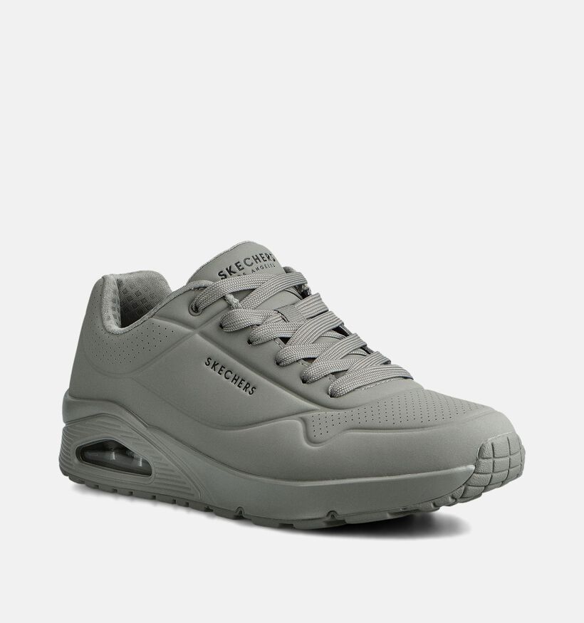 Skechers Uno Stand On Air Baskets basses en Gris pour hommes (366497) - pour semelles orthop&eacute;diques
