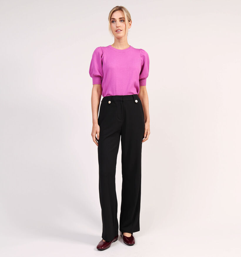 Vila Clua Wide Button Pants Zwarte Broek voor dames (361333)