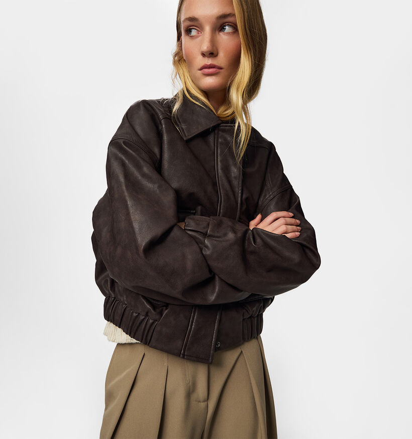 Pieces Ariana Bomber Jacket Donkerbruine Jas voor dames (379334)