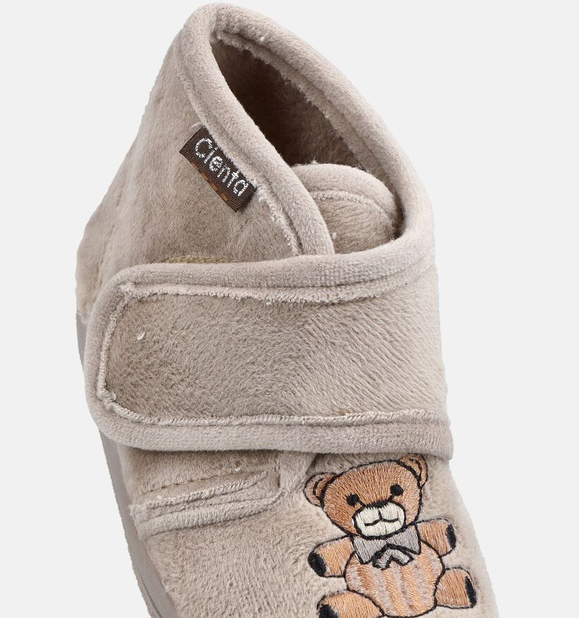 Cienta Taupe Gesloten Pantoffels met Velcro voor meisjes, jongens (381159) - geschikt voor steunzolen
