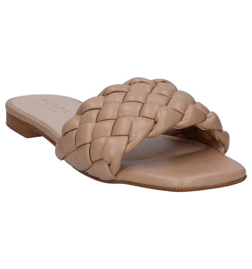 Scapa Nu-pieds plates en Beige foncé en simili cuir (291354)