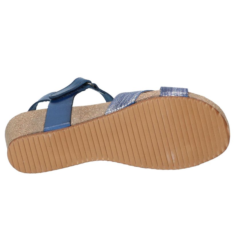 Blauwe Hee Sandalen met Sleehak, , pdp