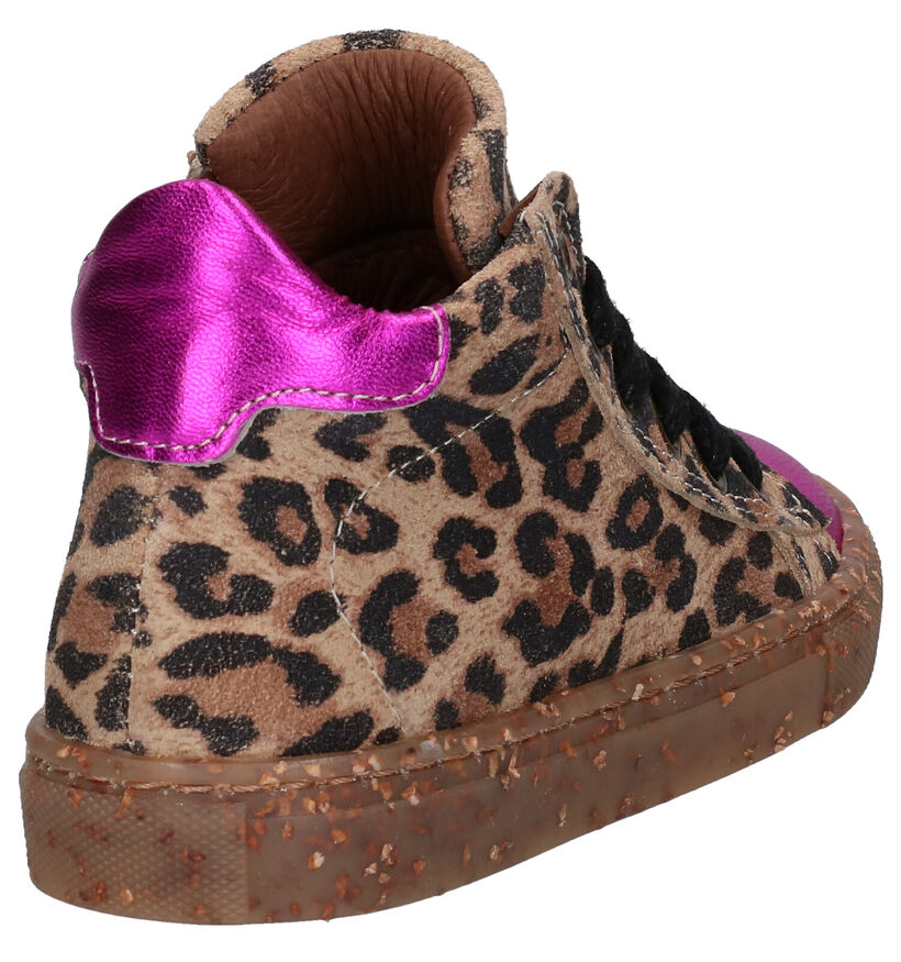 Milo & Mila Gora Bruin/Paarse Hoge Schoenen in nubuck (281060)