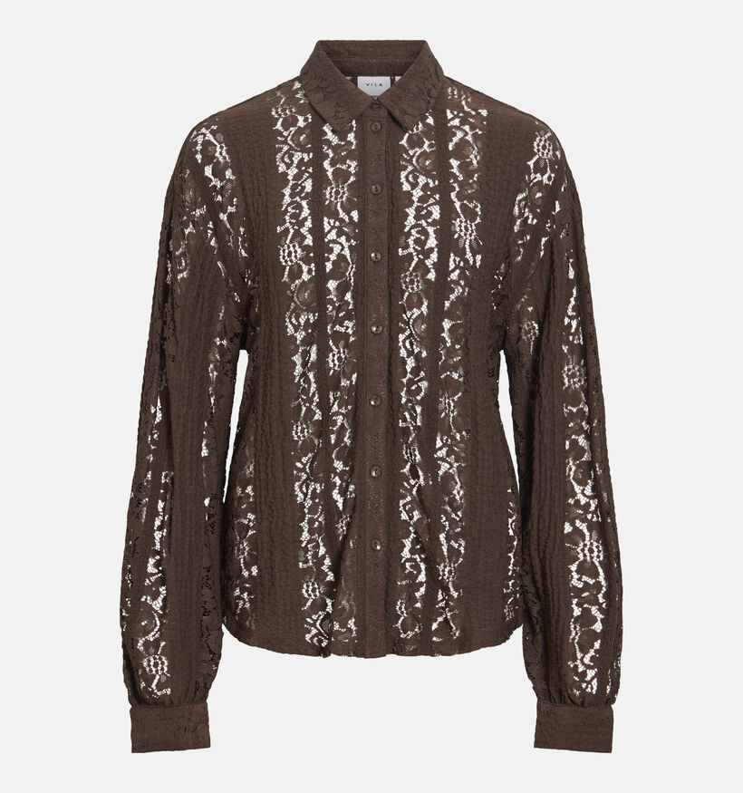 Vila Silano Collar Donkerbruin Hemd met Kant voor dames (379742)
