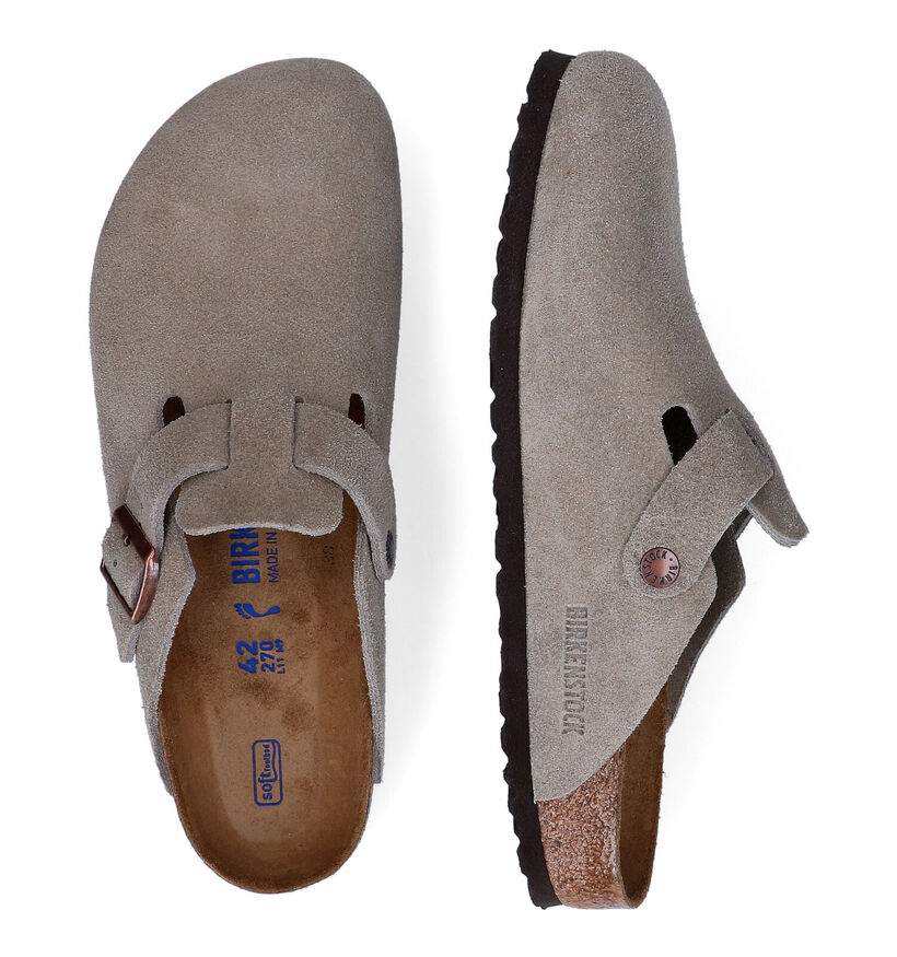 Birkenstock Boston Soft footbed Beige Slippers in daim (305414)