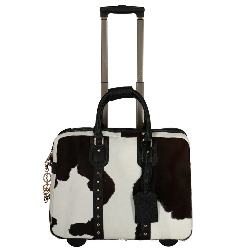 Zwart met Witte Business Trolley Olivia Lauren Cowhide, , pdp