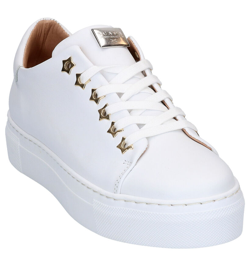 Scapa Witte Lage Sneakers in leer (270355)