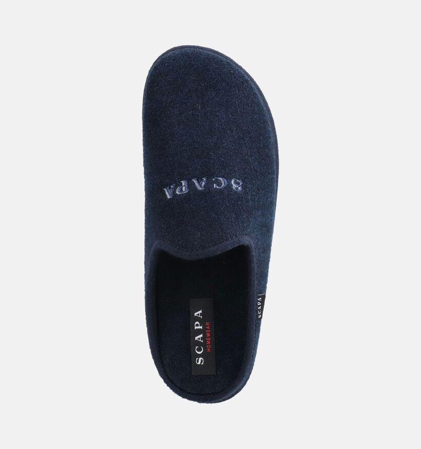Scapa Pantoufles ouvertes en Bleu fonc&eacute; pour hommes (381024) - pour semelles orthop&eacute;diques