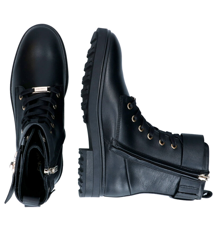 Calvin Klein Cleat Biker Bottines en Noir en cuir (295214)