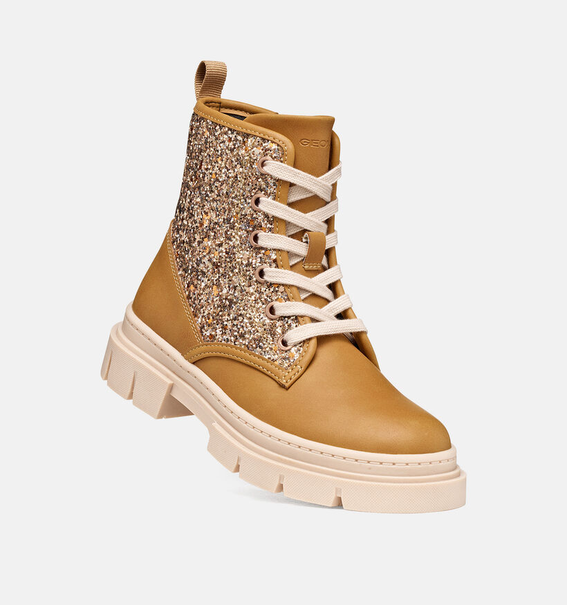 Geox Karsyn Boots &agrave; lacets en Cognac pour filles (376265) - pour semelles orthop&eacute;diques