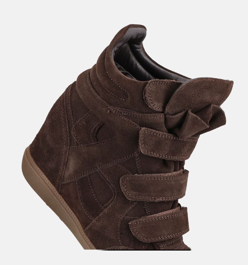Poelman Baskets montantes en Brun fonc&eacute; pour femmes (388206)