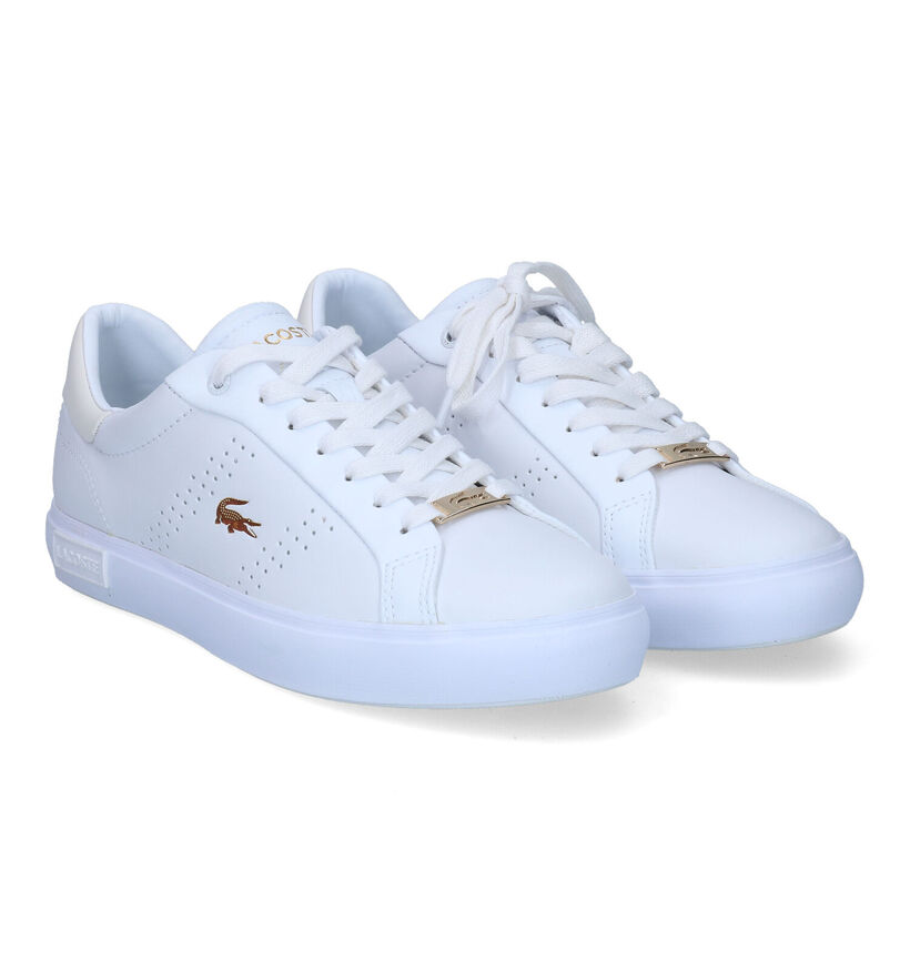 Lacoste Powercourt Witte Veterschoenen in kunstleer (305676)