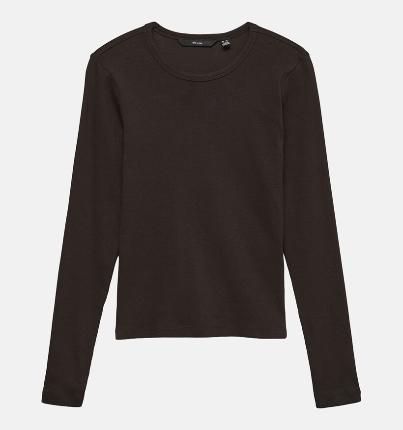 Vero Moda Chloe Donkerbruine T-shirt met Lange Mouwen voor dames (381316)