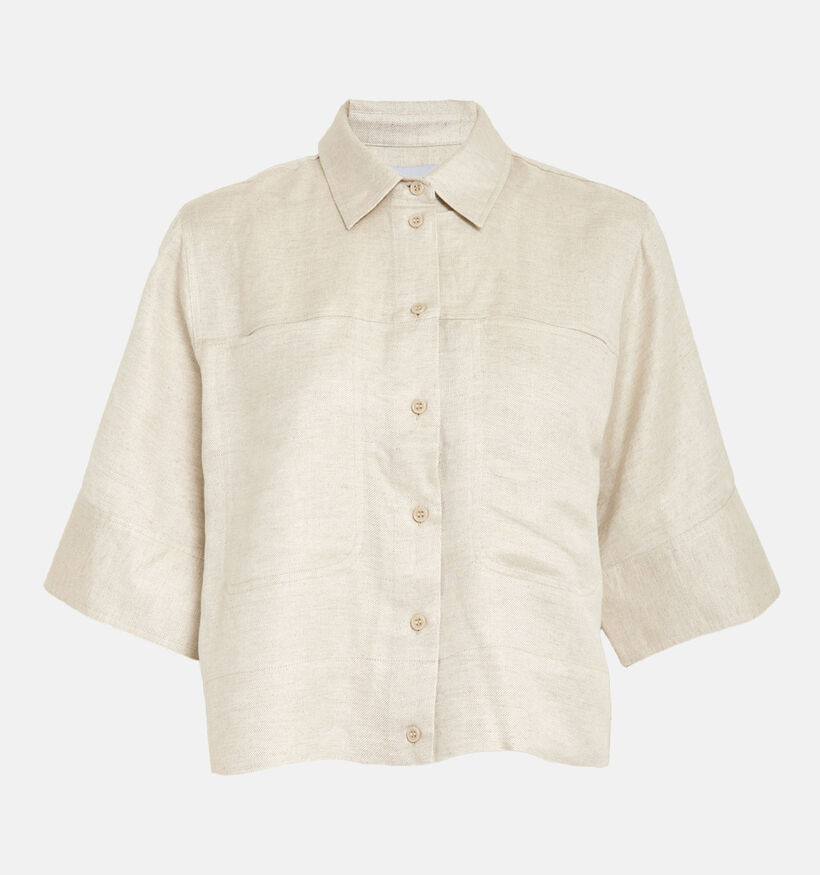 Minus Juno Cropped Linnen Beige Hemd voor dames (374232)