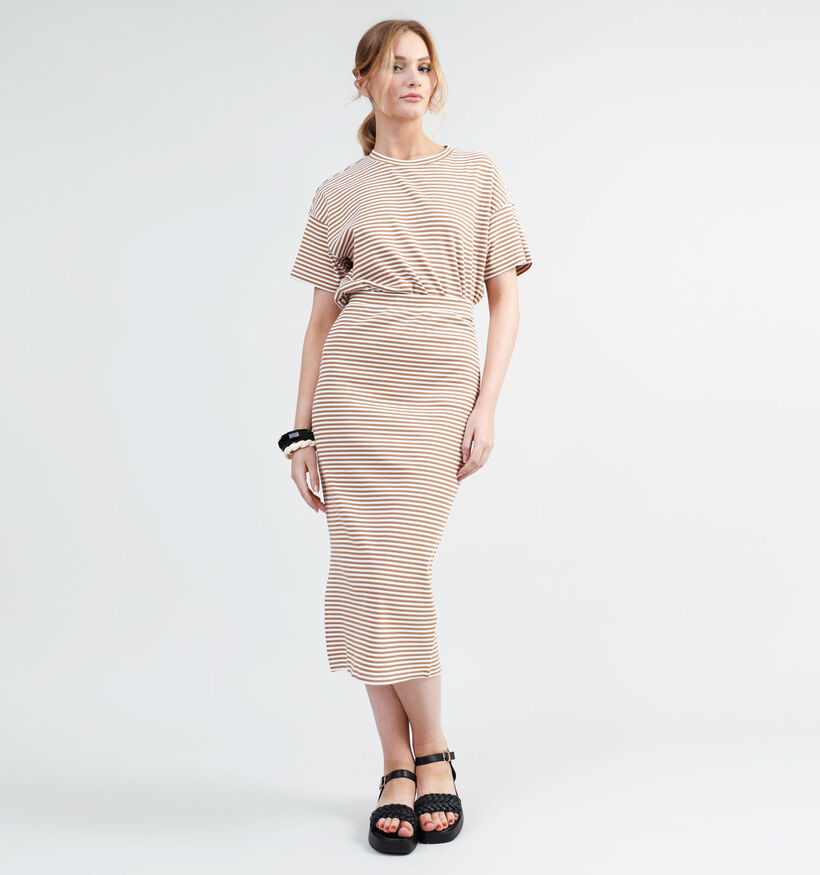 Vila Jada Bruine Gestreepte T-shirt voor dames (334636)