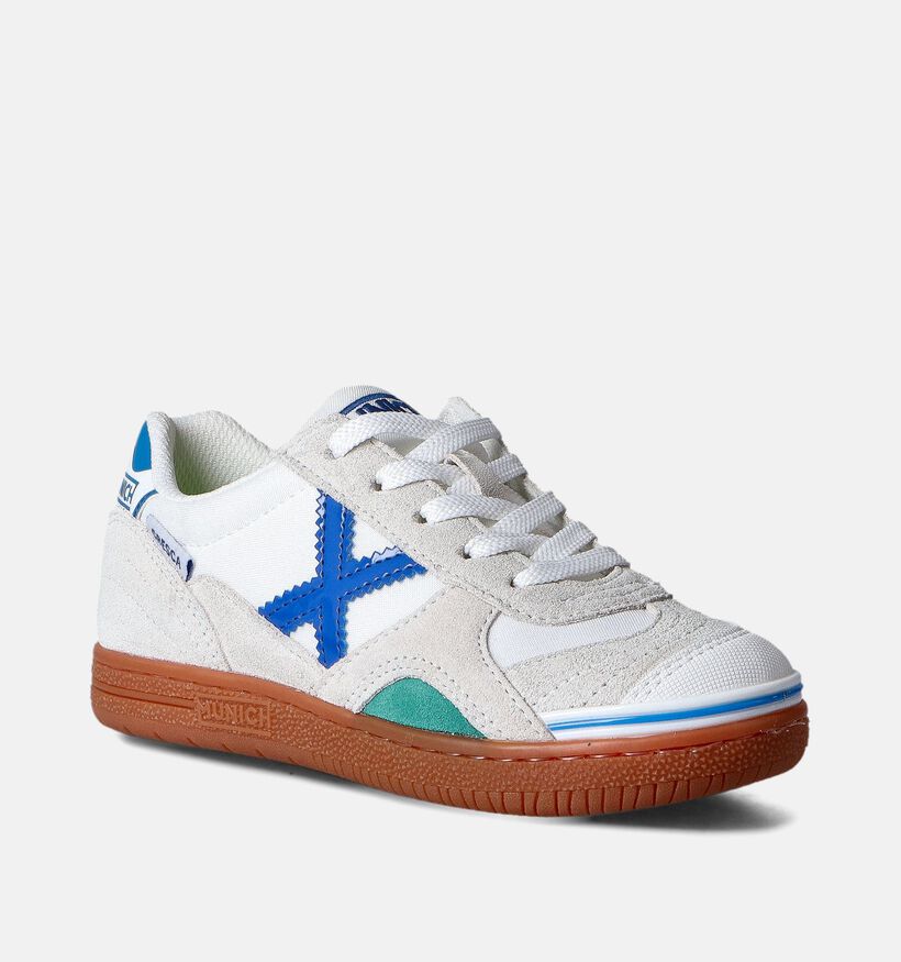 Munich Gresca Witte/Grijze Veterschoenen voor jongens (361892) - geschikt voor steunzolen