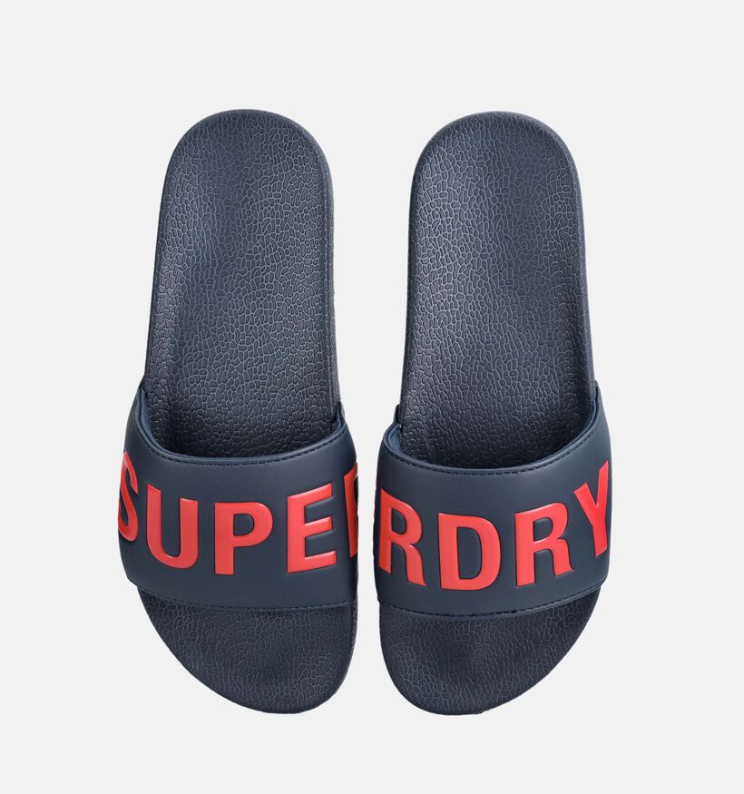 Superdry Pool Slide Claquettes en Bleu fonc&eacute; pour hommes (369274)