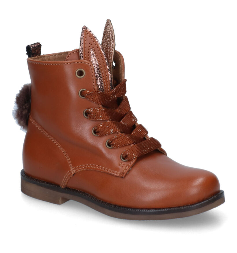 STONES and BONES Falp Cognac Bottines in leer (313888)