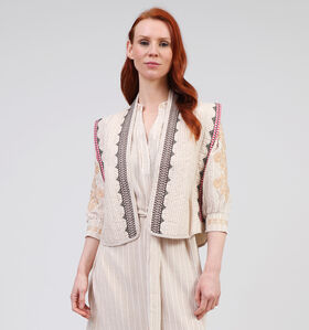 Rue Mazarine Boho Beige Gilet Mouwloos voor dames (357938)