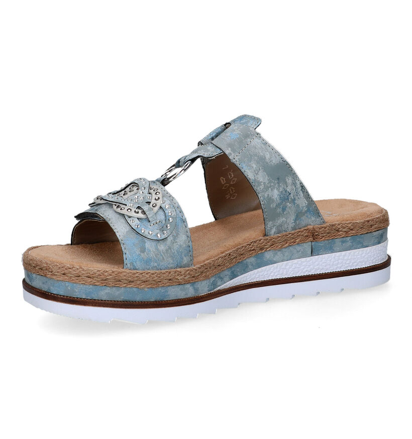 Rieker Blauwe Slippers met sleehak voor dames (339108)