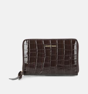 Laurent David Portemonnees Bruin/Bordeaux/Groen