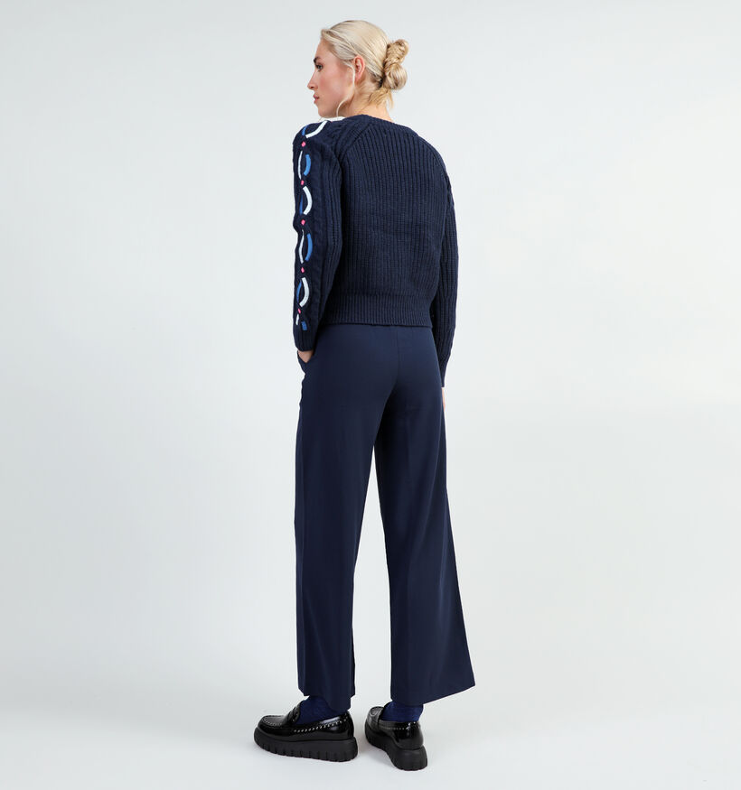 Orfeo Floria Blauwe Gebreide cable trui voor dames (349307)