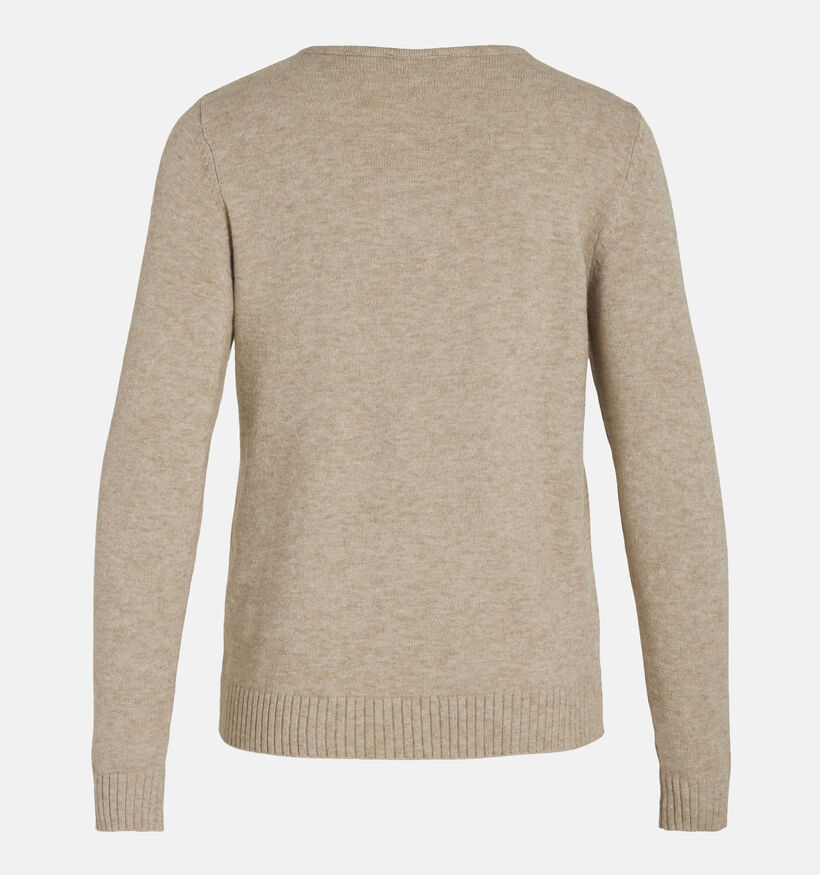 Vila Ril Pull avec col en V en Beige pour femmes (345345)