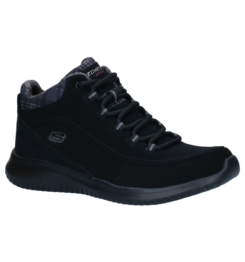 Skechers Ultra Flex Zwarte Hoge Sneakers in kunstleer (279331)