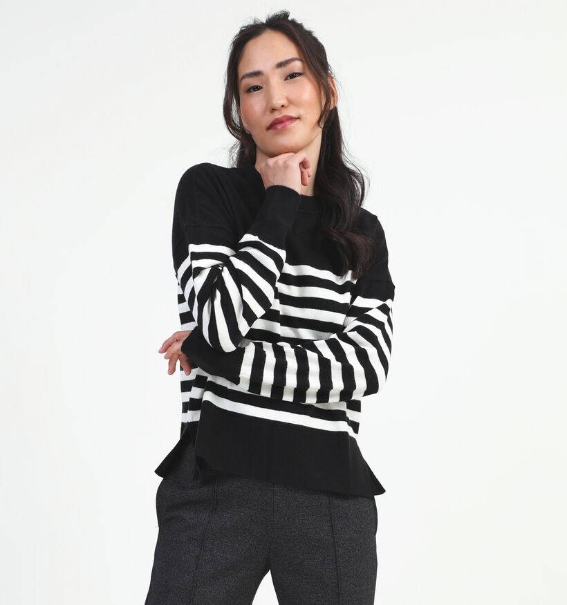 Mexx Sophia Sweatshirt rayé en Noir pour femmes (331499)