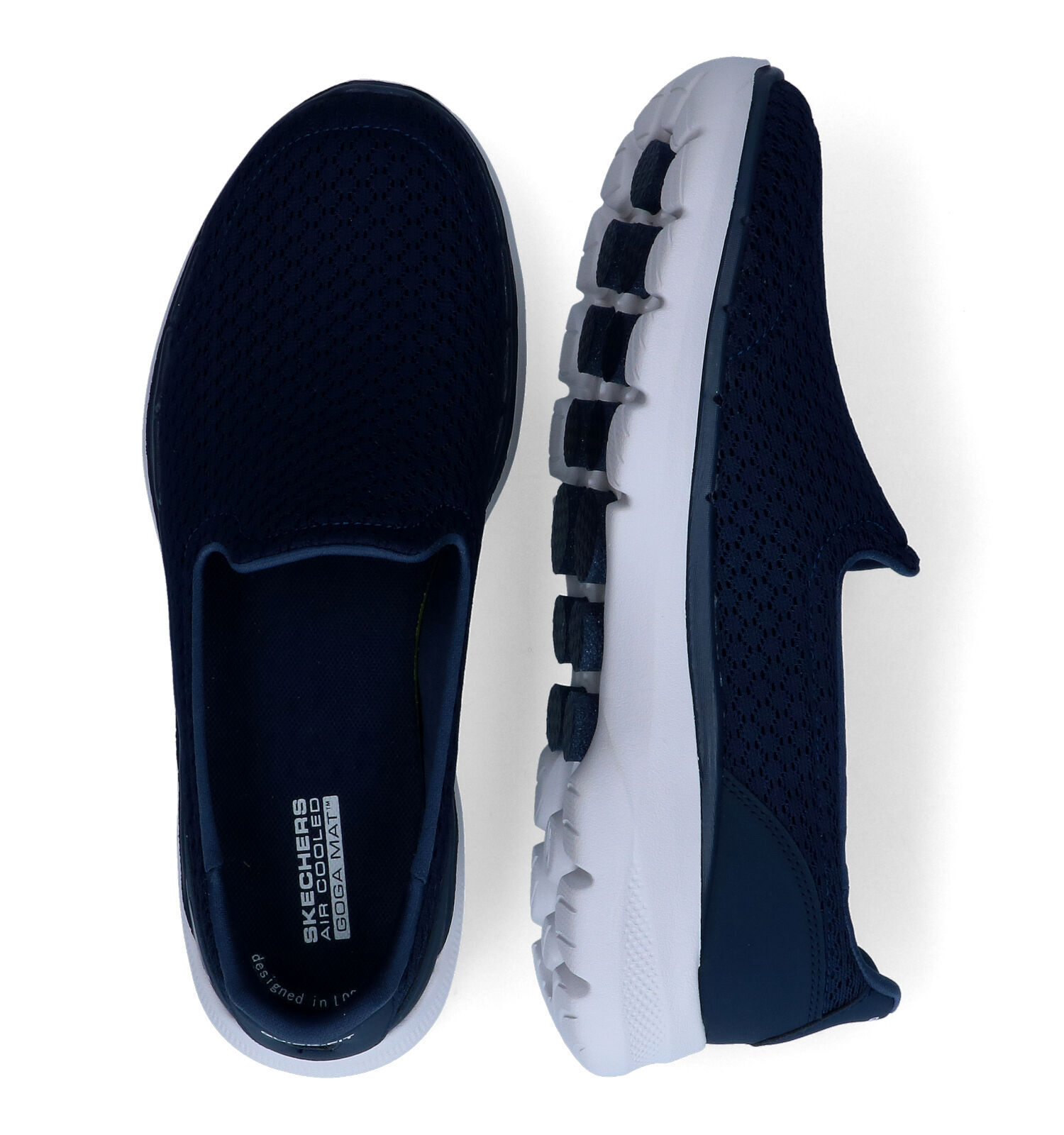 Skechers dames blauw instappers deals