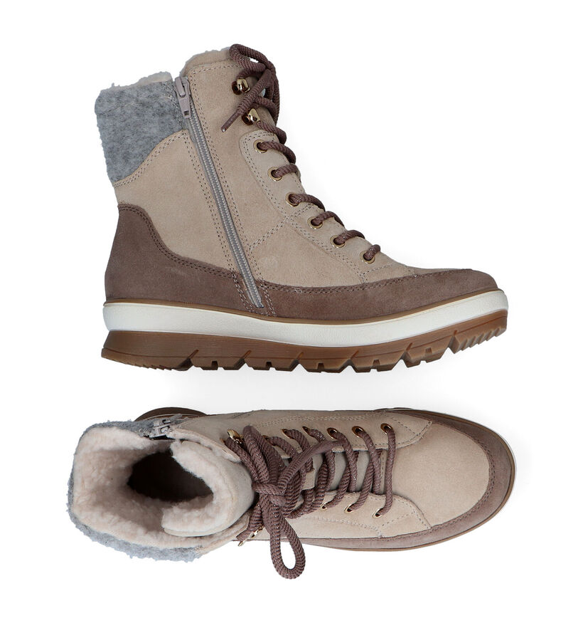 Jana Boots à lacets en Beige pour femmes (298458)