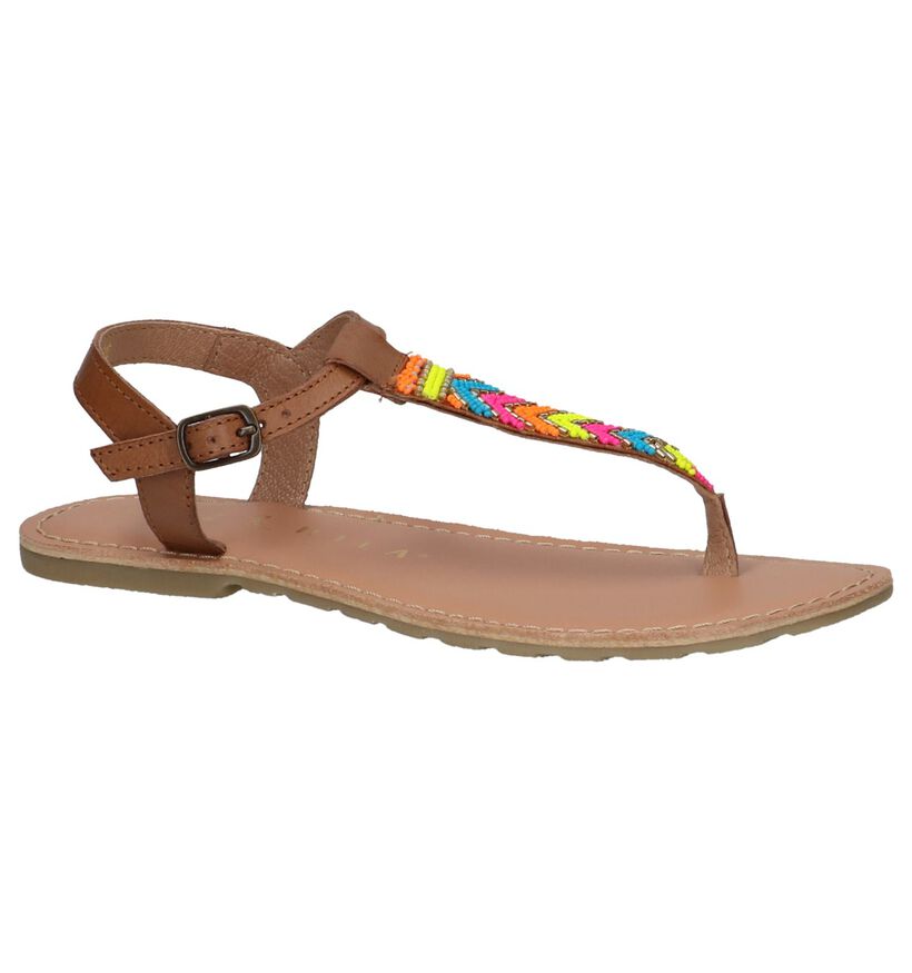 Cognac Sandalen Milo & Mila in leer (241266)