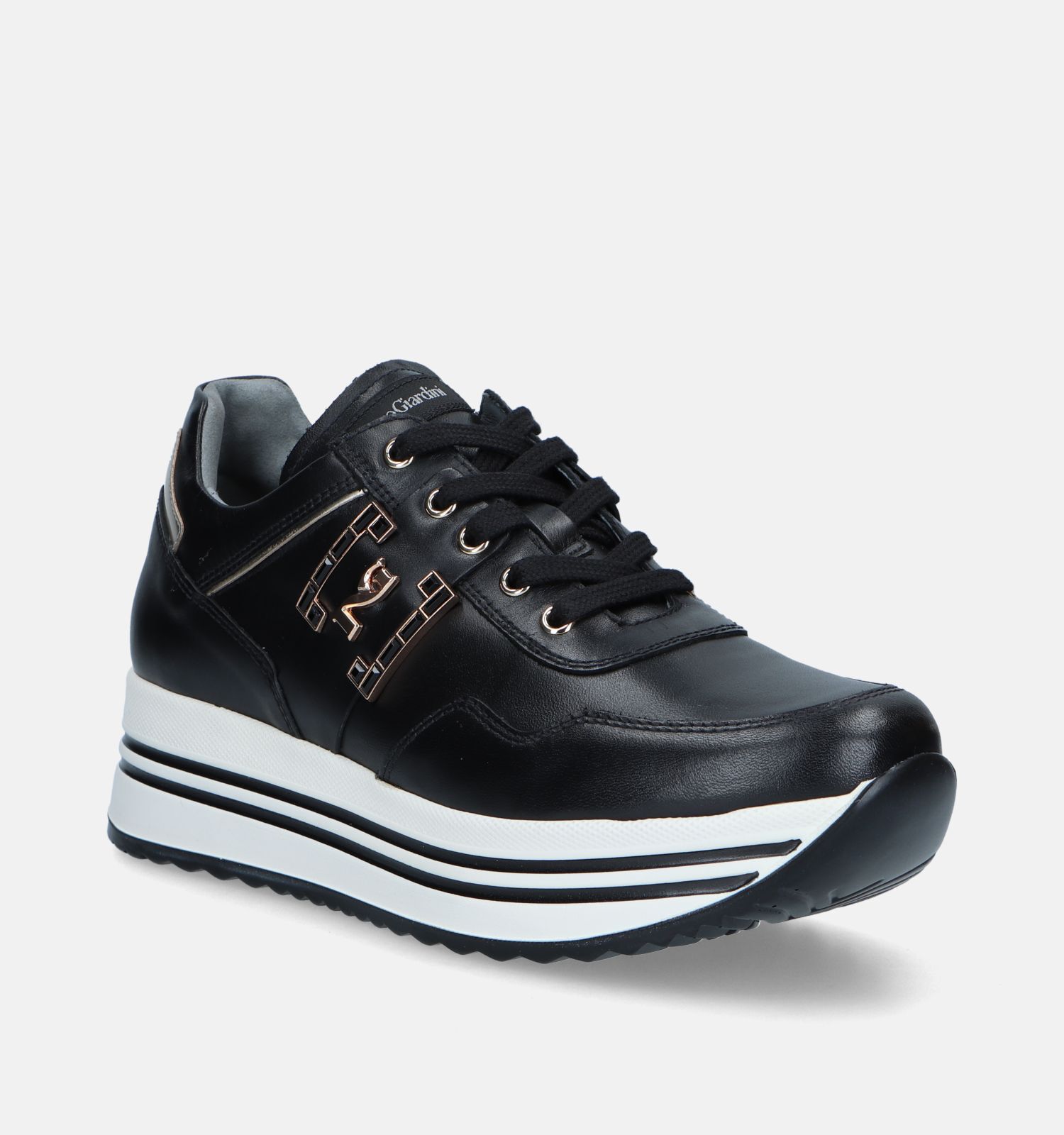 NeroGiardini Zwarte Sneakers met plateauzool Dames Sneakers Online op TORFS.BE