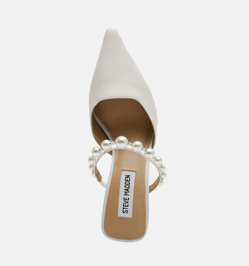 Steve Madden Brecki Satin Witte Slippers op hak voor dames (379925)