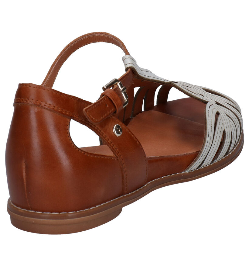 Pikolinos Cognac/Ecru Sandalen in leer (289267)