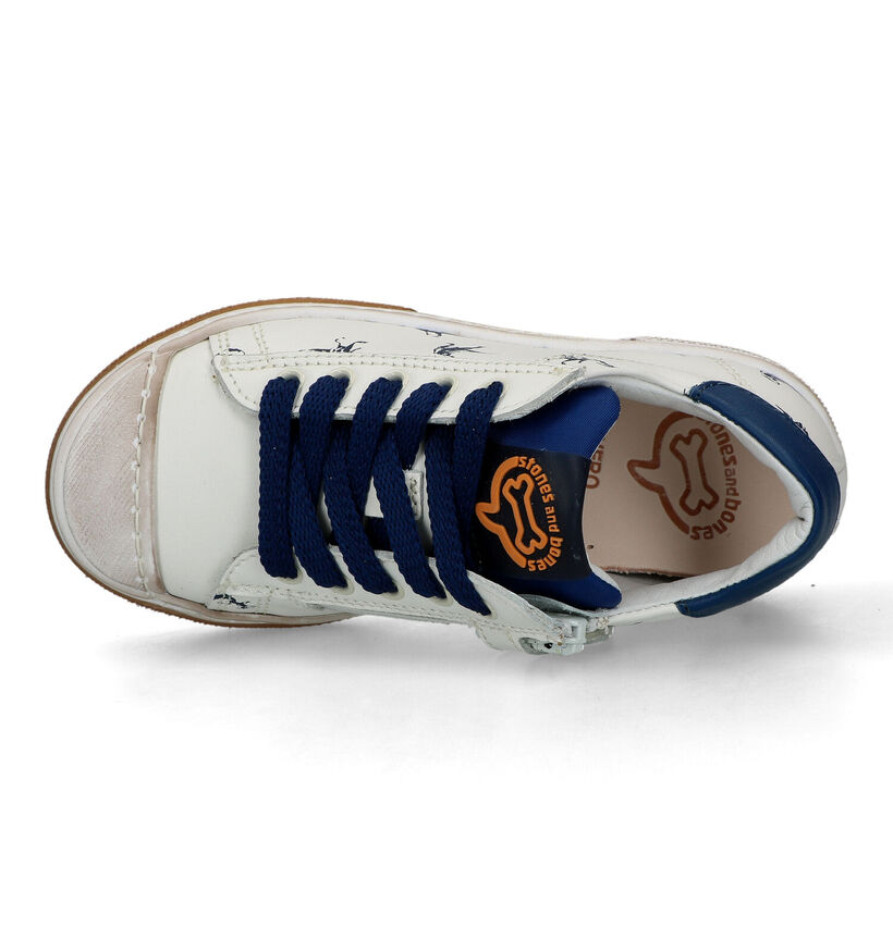 STONES and BONES Rulte Ecru Veterschoenen met dino's voor jongens (322104) - geschikt voor steunzolen